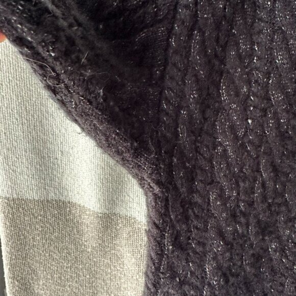 Moussy Mock Neck Knee Lenght Cableloose Knit Sweater Dress Black Fits Large Edgy - Picture 7 of 16